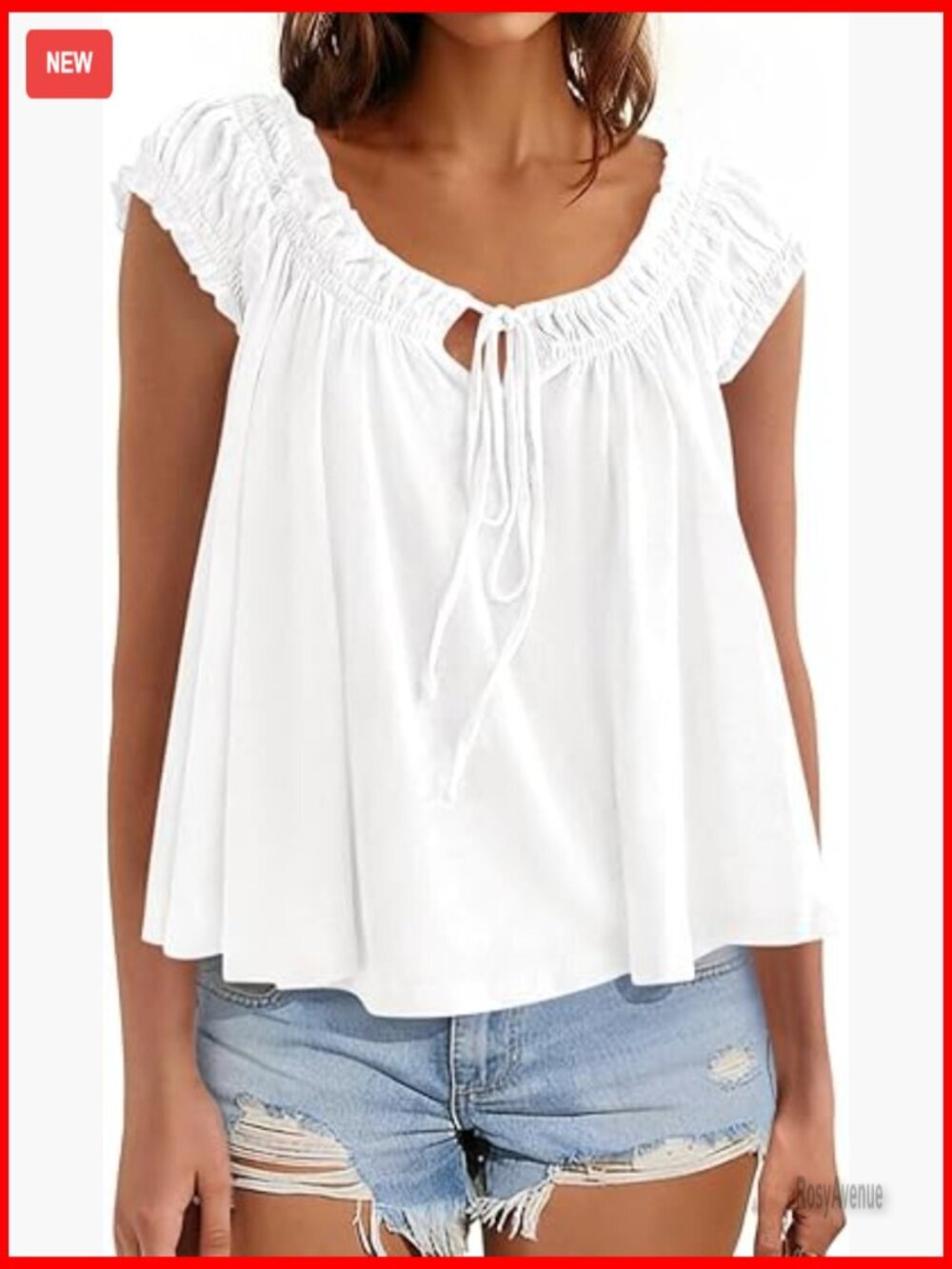 Flowy Tie Front Tank Top Ruffle Cap Sleeve Blouse Dressy Casual